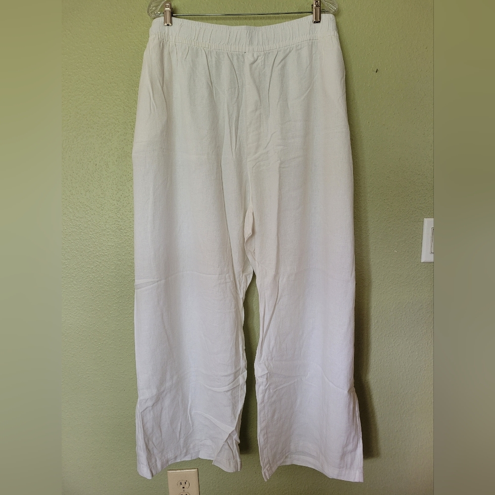 High-Waisted, Linen-Blend, Wide Leg Pants